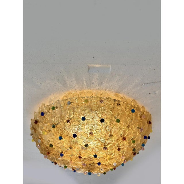 Contemporary Venetian Gold Flowers and Murano Glass Flush Mount by Simoeng For Sale - Image 3 of 12