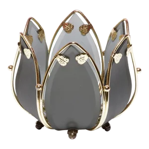 2000s Art Deco Lotus Flower Candle Holder