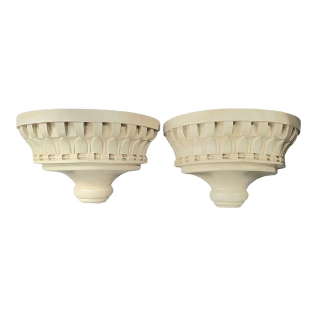 Vintage Off White Decorative Cut Out Wall Brackets Shelves- A Pair For Sale