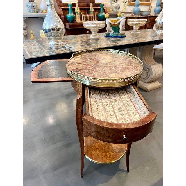 Mid 19th Century 19th Century French Louis XV-Style Marquetry Side Table For Sale - Image 5 of 13