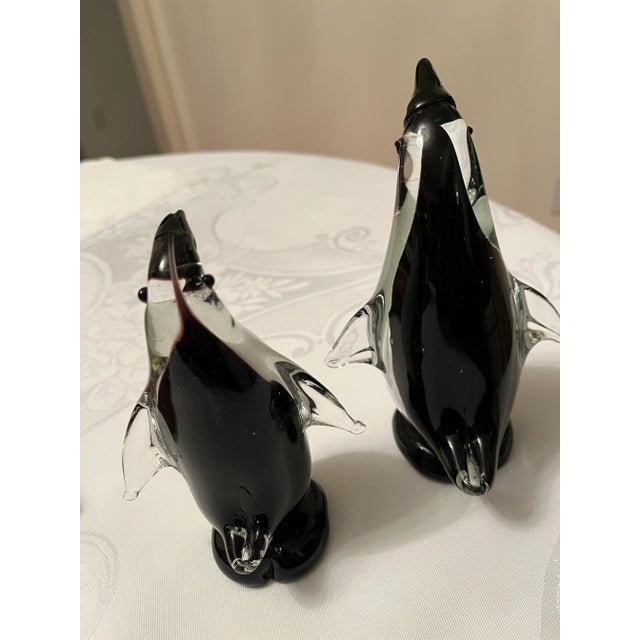 Traditional 2000s, Set of Two Glass Penguin Figurines, Murano Glass Style For Sale - Image 3 of 6