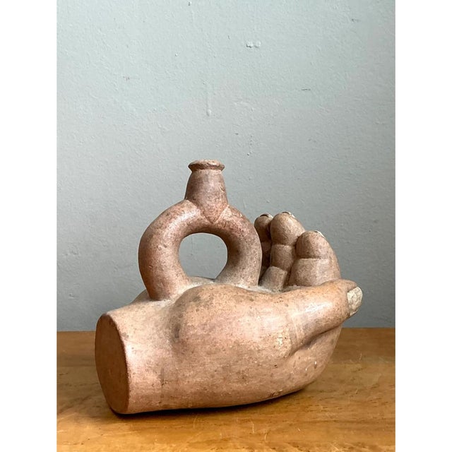 Vintage Sculptural Terracotta Vase For Sale - Image 9 of 12
