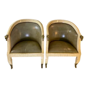 1970s Enrique Garcel Rams Head Club Chairs - A Pair