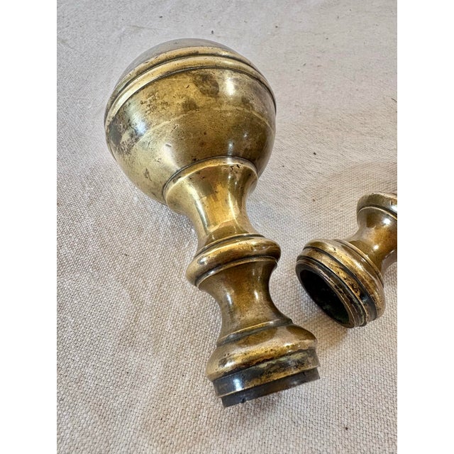 Metal 19th Century Large Brass Orb Finials - A Pair For Sale - Image 7 of 12