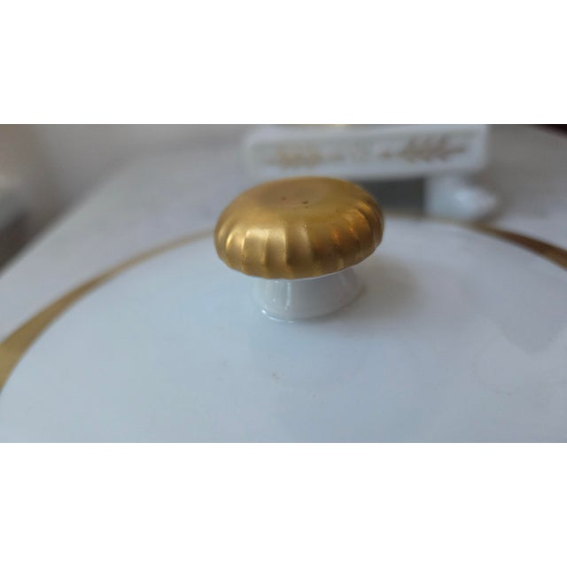 Mid 20th Century Vintage Belgian Cerabel Baudour White and Gold Empire-Style Covered Porcelain Urn For Sale - Image 5 of 18