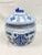 Large Vintage Blue and White Lidded Jar For Sale - Image 9 of 13