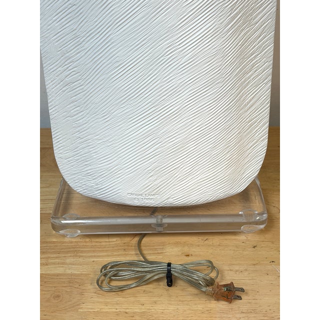 1986 Monumental Postmodern White Lacquered Plaster Lamps by Casual Lamps - a Pair For Sale - Image 9 of 15