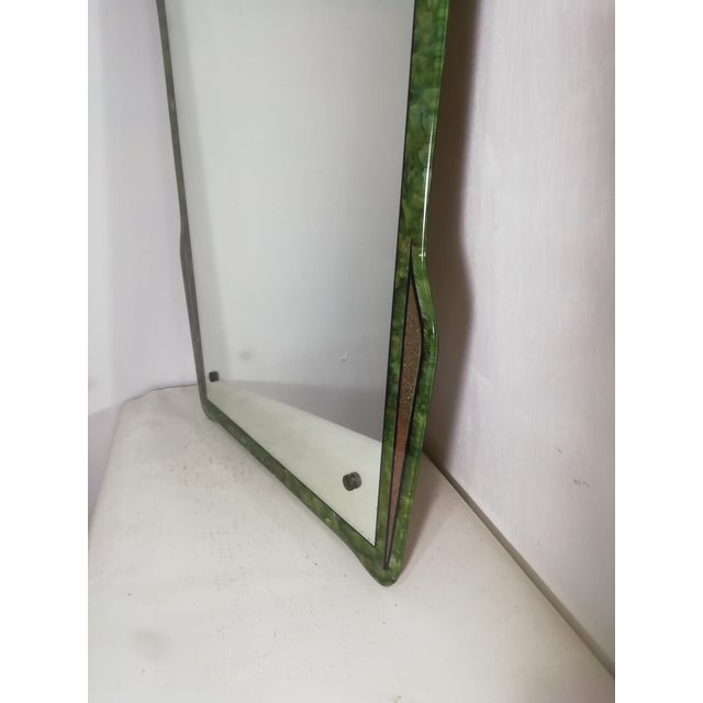 1950s Vintage Decorated and Enameled Mirror, Italy, 1950s For Sale - Image 5 of 12