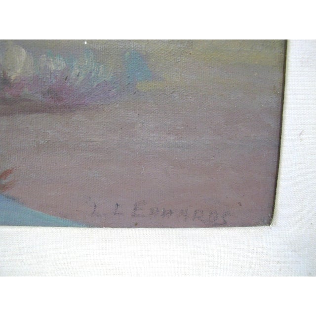 Mid 20th Century Ll Edwards Signed California Landscape Farmhouse Mountain Oil Painting For Sale - Image 5 of 6