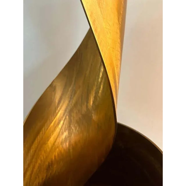 Metal "Golden Wave" Minimalist Vertical Fluid Sculpture by Lila Katzen For Sale - Image 7 of 9
