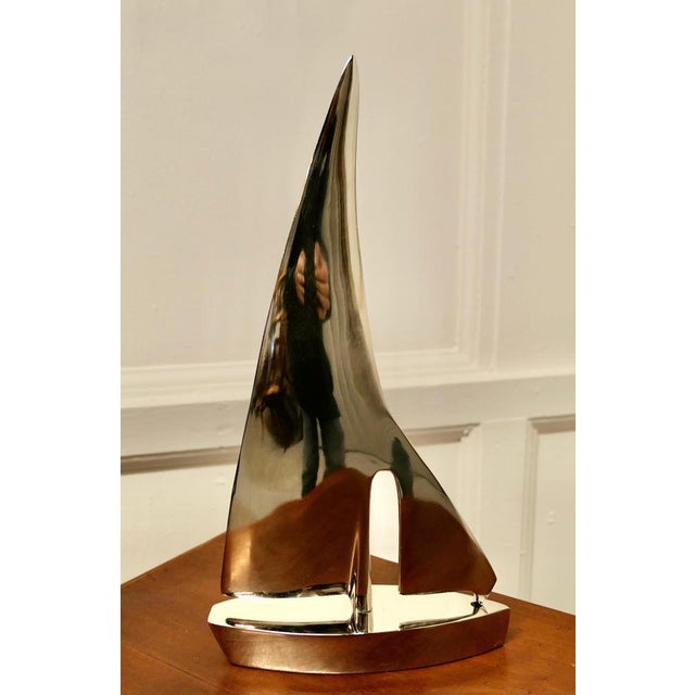 1960s French Chrome Desktop Model Yacht, 1960s For Sale - Image 5 of 9