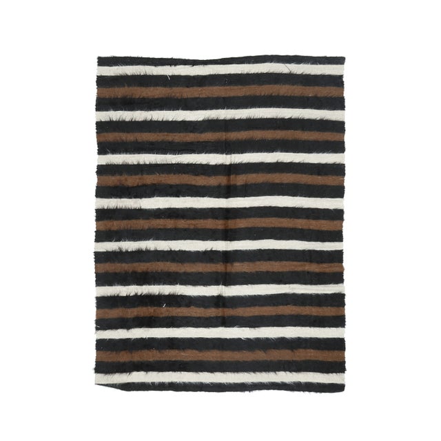 Vintage Turkish Oushak Handmade Wool Cotton Brown Kilim Area Rug For Sale - Image 11 of 11