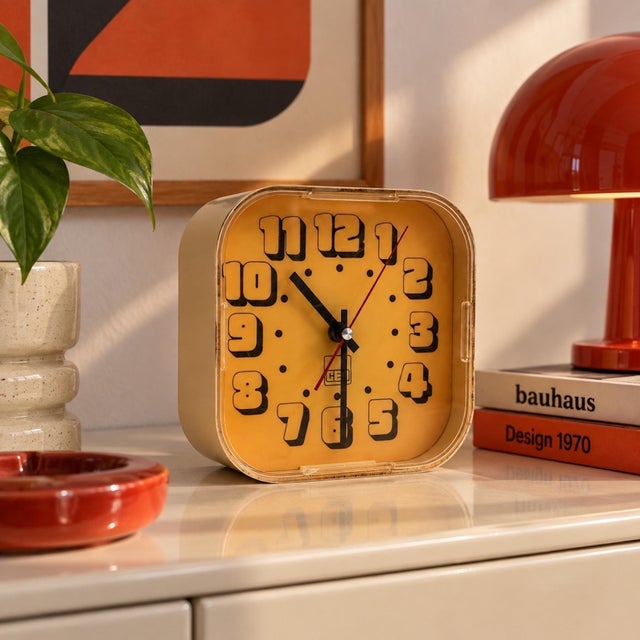 Space Age Amber Yellow Wall Clock from Cea, 1970s For Sale - Image 13 of 14