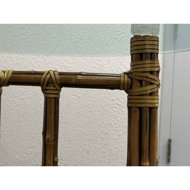 Late 20th Century McGuire Bamboo + Round Glass Top Table For Sale - Image 9 of 12