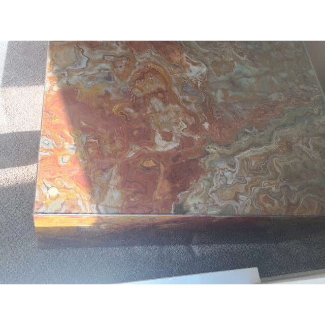 Brown 1970s Italian Marble Mid-Century Postmodern Coffee Cocktail Table For Sale - Image 8 of 12