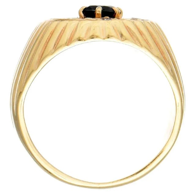 14KY Vintage Sapphire(.60) & Diamond Ribbed Ring, size 6.5 For Sale - Image 4 of 5