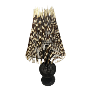 Porcupine Quill Lamp Shade With Black Metal Base