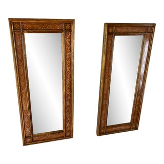 Late 20th Century Pair of French Painted and Gold Leaf Mirrors For Sale
