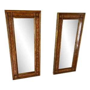 Late 20th Century Pair of French Painted and Gold Leaf Mirrors