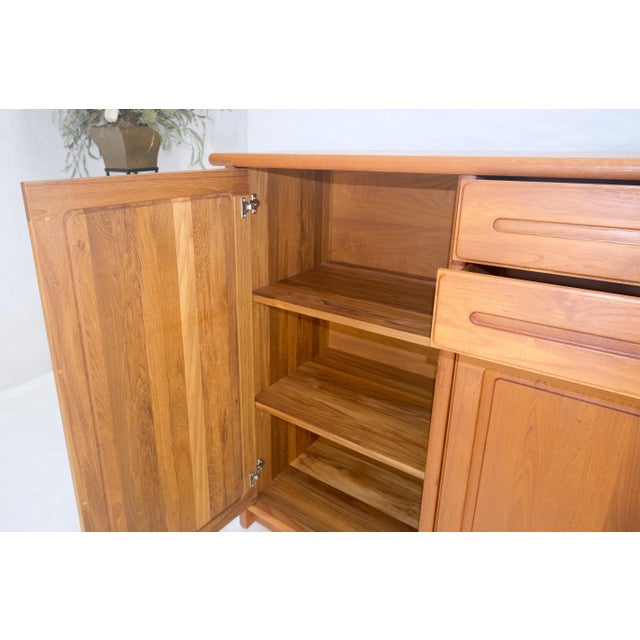 Solid Teak Danish Mid Century Modern 45" Tall 3 Door Compartment Credenza MINT For Sale - Image 12 of 15