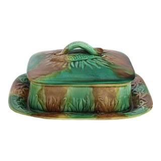 Antique English Majolica Sardine Box For Sale