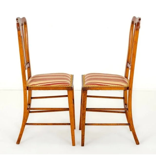 Set of Antique Bedroom Chairs in Satinwood, 1890 For Sale - Image 3 of 8