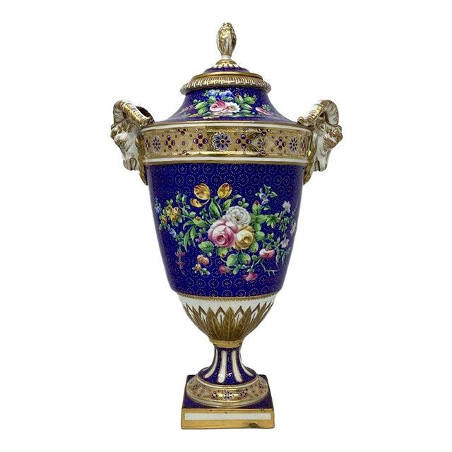 Magnificent Sevres Capped Vase. Marked 1777. 18th C Beau Bleu Ground With Gilt. For Sale