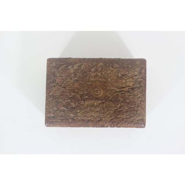 Wood Vintage Carved Wood Box For Sale - Image 7 of 11