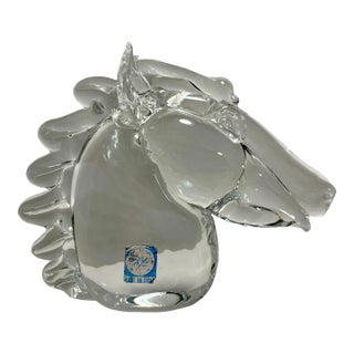 Vintage Original Murano Italy Art Hand Blown Glass Horse Head Sculpture For Sale