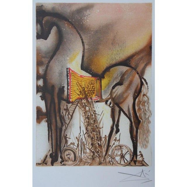 Salvador DALI (1904-1989) The Trojan Horse Color lithograph Signed in the plate On Arches Vellum 36 x 56 cm (c. 14 x 22...