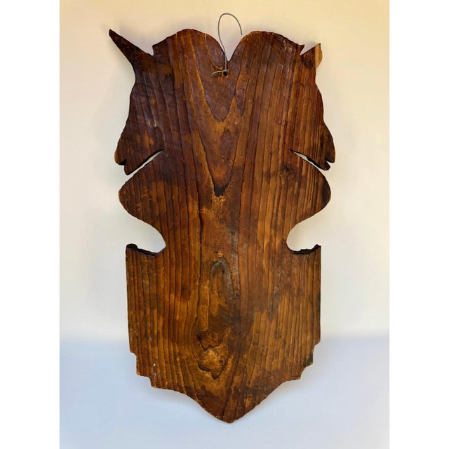 1960's Witco Carved Wood Wall Sculpture Unicorn Crest Large Tiki Polynesian 35” For Sale - Image 9 of 12
