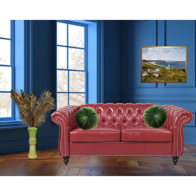 Ceramic Asparagus Green Ceramic Floor Vase For Sale - Image 7 of 12