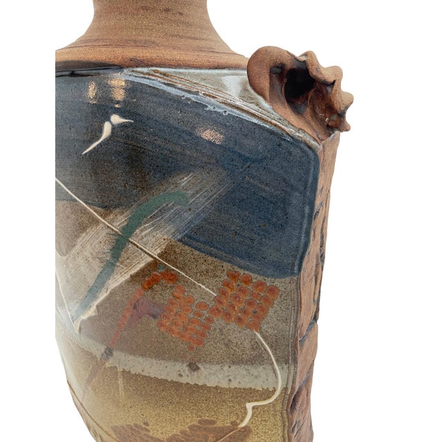 Late 20th Century Brutalist Terracotta Sculptural Vase With Relief Faces For Sale - Image 12 of 18