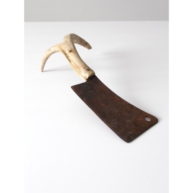 Cream Vintage Cleaver With Antler Handle For Sale - Image 8 of 13