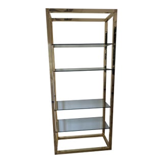 Vintage Etagere Glass and Brass Hollywood Regency For Sale