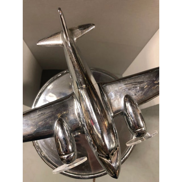 1930s Art Deco Lighted Ashtray Stand With Chrome Airplane For Sale - Image 4 of 7