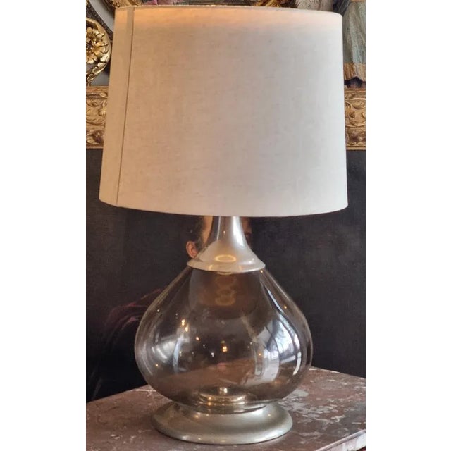 1970s Large Table Lamp in Smoked Glass and Silvered Metal, 1970 For Sale - Image 5 of 11