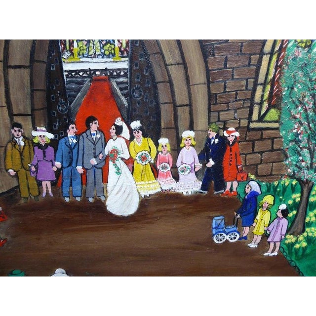 Eunice Bentley, The Wedding, 1972, Oil Painting on Board, Framed For Sale - Image 7 of 14