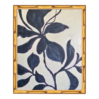 Abstract Botanical Acrylic Painting on Canvas, Framed Original Modern Organic Art by Tatiana Duperault For Sale