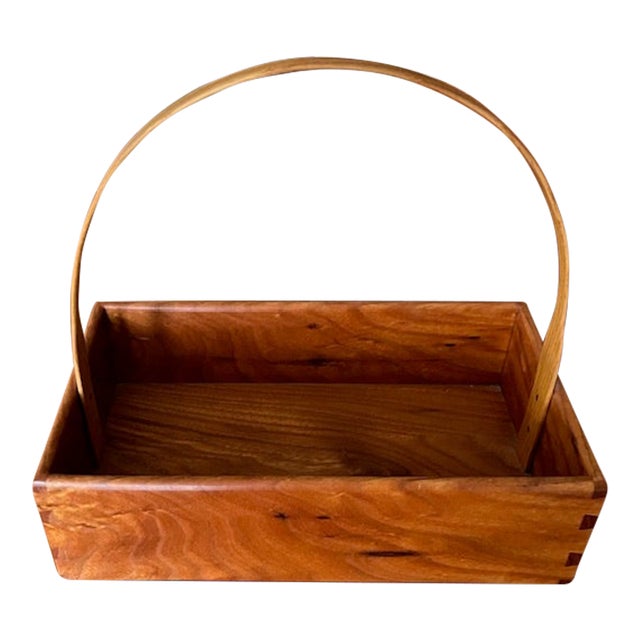Vintage Shaker Style Cherry Wood Basket Made by Joe W Robson For Sale