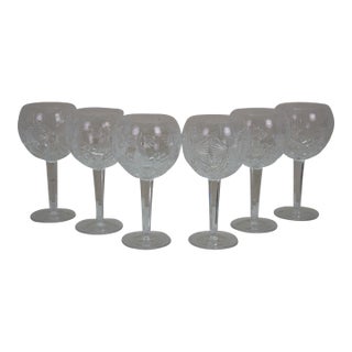 Late 20th Century 6 Waterford Crystal Millennium Series Balloon Toasting Wine Goblets Glasses 8" For Sale
