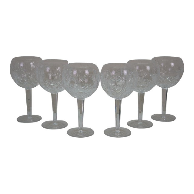 Late 20th Century 6 Waterford Crystal Millennium Series Balloon Toasting Wine Goblets Glasses 8" For Sale
