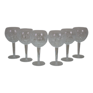 Late 20th Century 6 Waterford Crystal Millennium Series Balloon Toasting Wine Goblets Glasses 8"