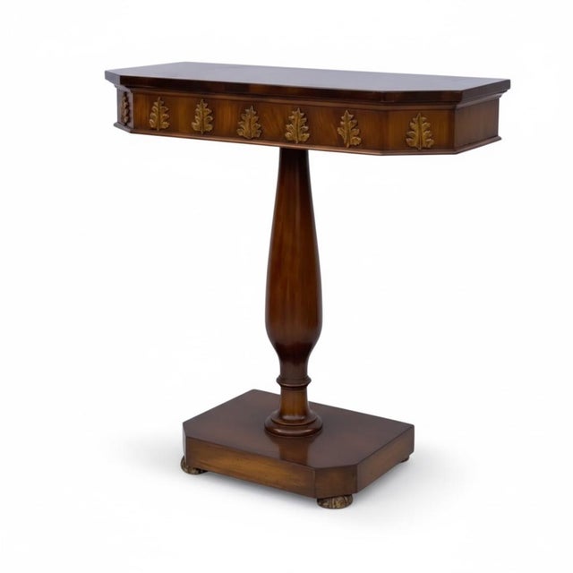 Traditional 1940s Regency Style Carved Walnut & Gilt Console or Side Tables, Pair For Sale - Image 3 of 6