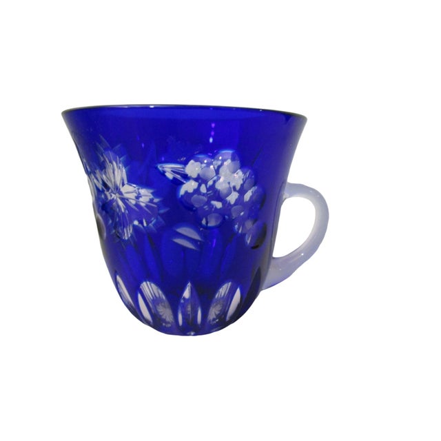 Vintage Nachtmann Traube Cobalt Blue Cut to Clear Punch Cup Grape Design Euc For Sale - Image 9 of 12