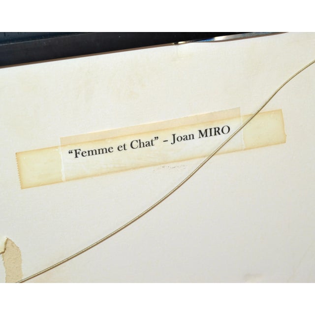 Joan Miró Femme Et Chat Lithograph Framed Printed Wall Art England 1989 Cartoon For Sale - Image 9 of 12