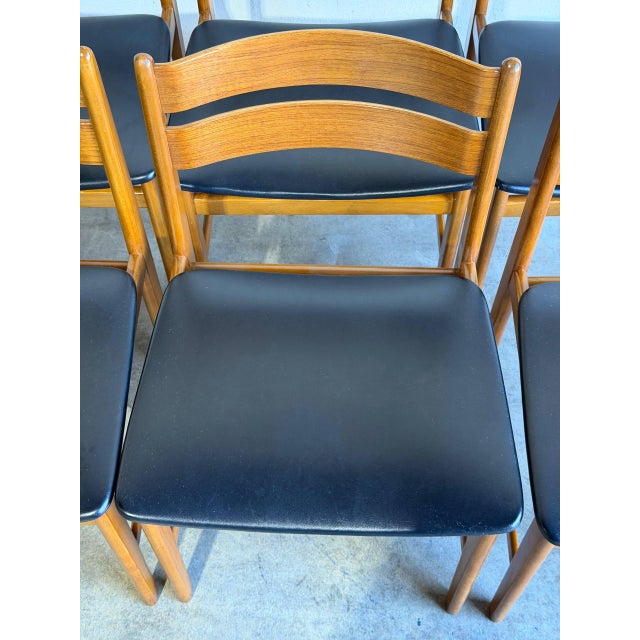 Wood Teak Dining Chairs Set of 6 Danish Mid-Century Modern Vintage For Sale - Image 7 of 12