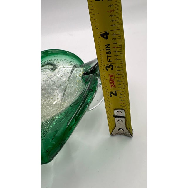 Mid-Century Murano Emerald & Gold Aventurine Bullicante Glass Bowl For Sale - Image 9 of 10