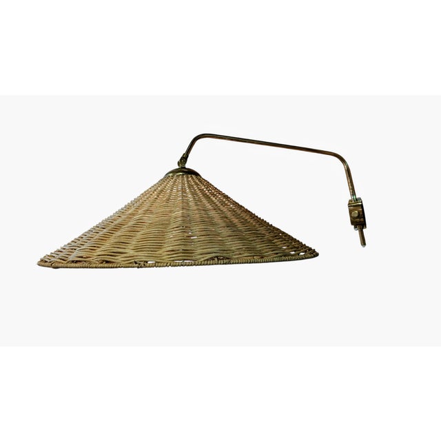 Vintage Finnish Brass and Rattan Wall Lamp by Valinte Oy, 1950s For Sale - Image 15 of 15