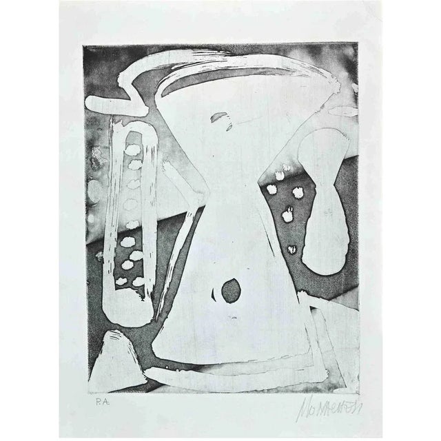 Hourglass is an original etching artwork on paper realized by Sante Monachesi. Hand-signed on the lower right by pencil....